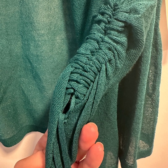 Chico’s Teal Open-Front Women's lightweight sheer cardigan Sweater - Picture 5 of 5